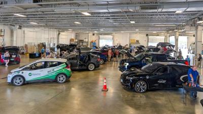EVs parked in BEC's garage at the 2025 event