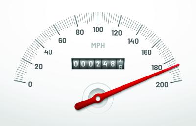 Image of a speedometer/odometer