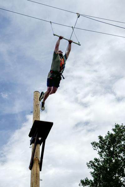 Darion jumping off platform