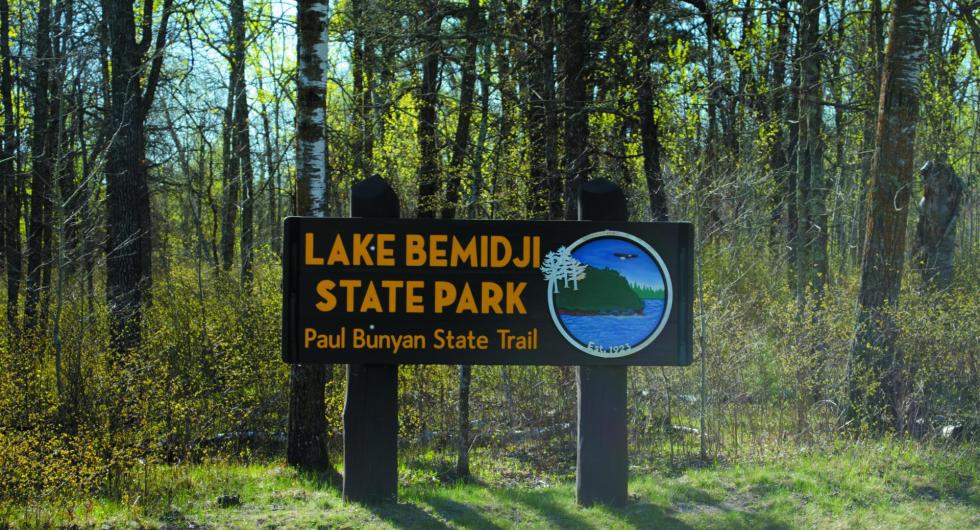 Lake Bemidji State Park sign