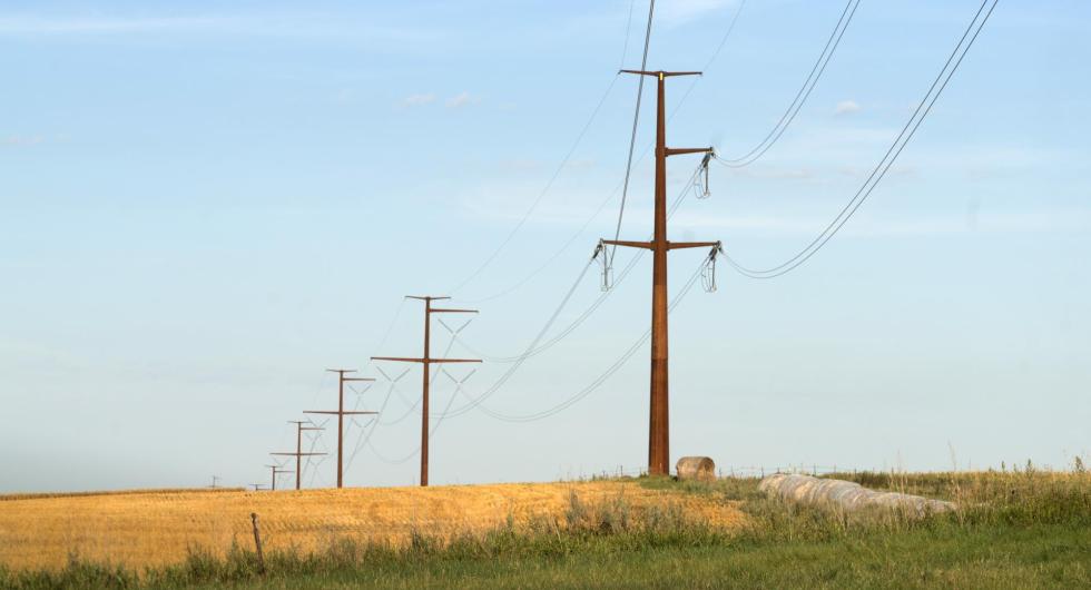 Minnkota Power transmission lines across the prairie