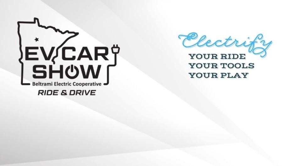 EV Car Show logo with a light grey background